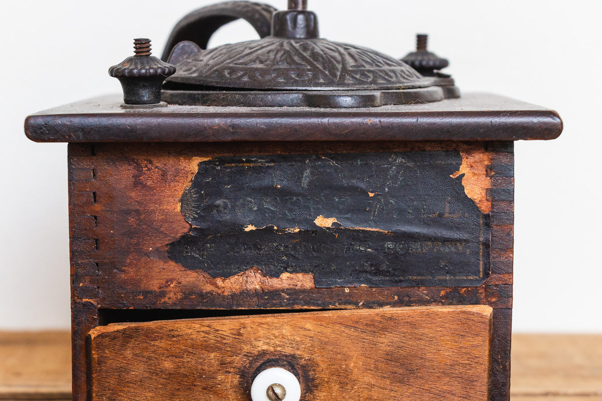 Rustic Coffee Grinder Vintage Primitive Wood Coffee Mill Kitchen