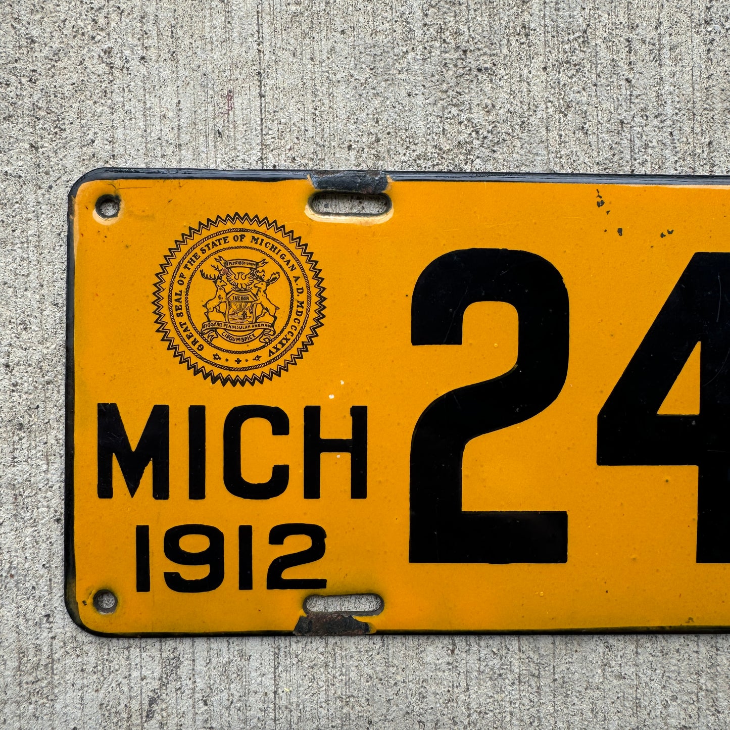 1912 Michigan Porcelain License Plate Pair 24159