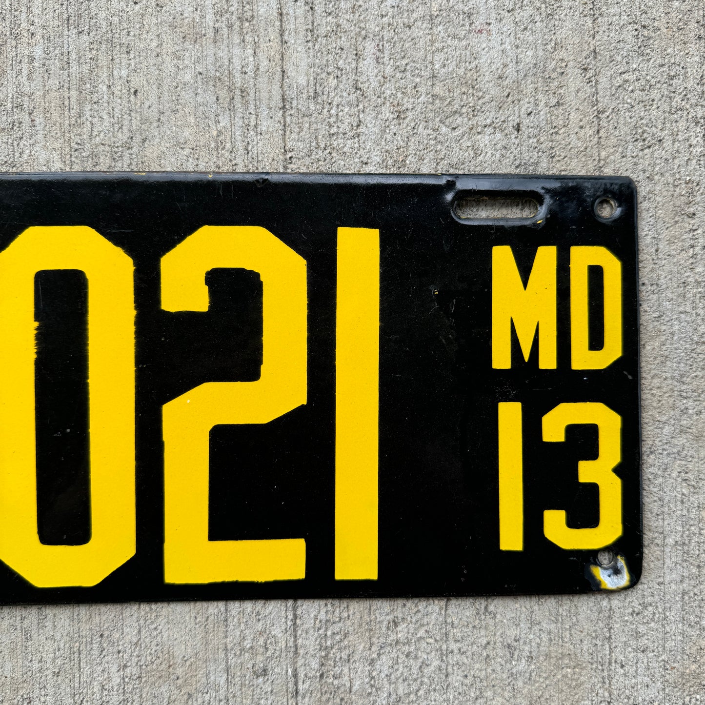 1913 Maryland Porcelain License Plate 10021 Early Automotive Decor