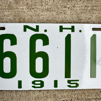 1915 New Hampshire Porcelain License Plate 6611 High Quality