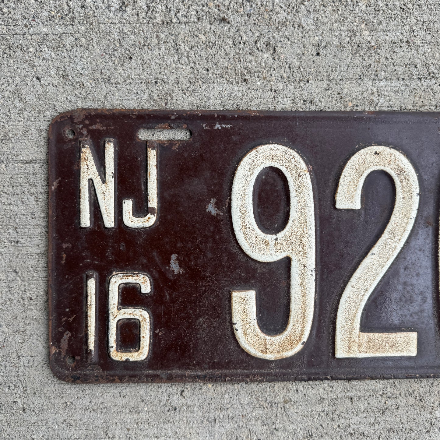 1916 New Jersey License Plate Nice Low Number Digit NJ Low Number 4 Digit 9261