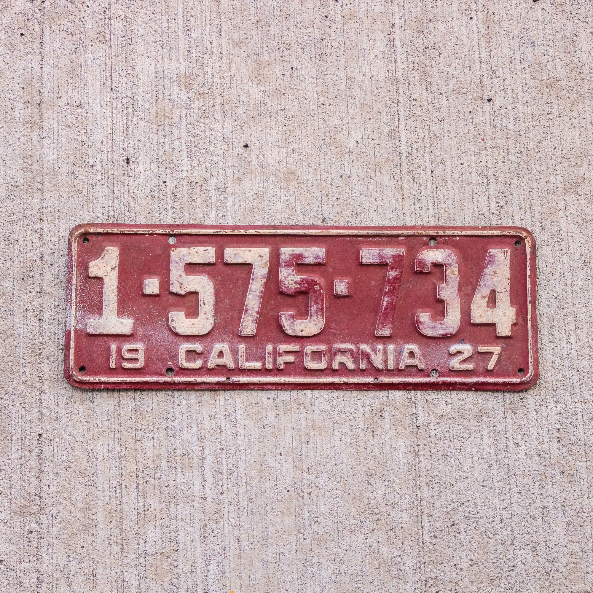 1927 California License Plate Vintage Red Garage Wall Decor – Eagle's ...