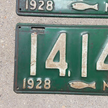Load image into Gallery viewer, 1928 Massachusetts License Plate Pair Cod Fish Garage Decor
