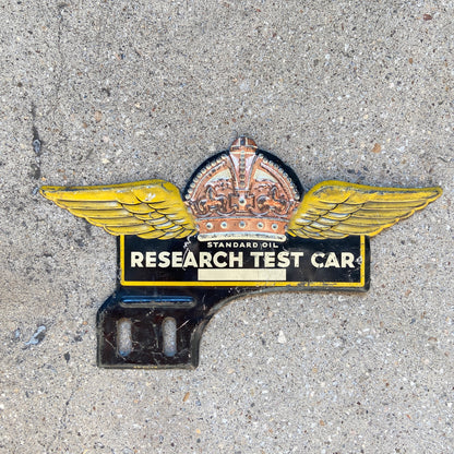 1930s Standard Oil License Plate Topper Research Test Car Gas Oil Collectible