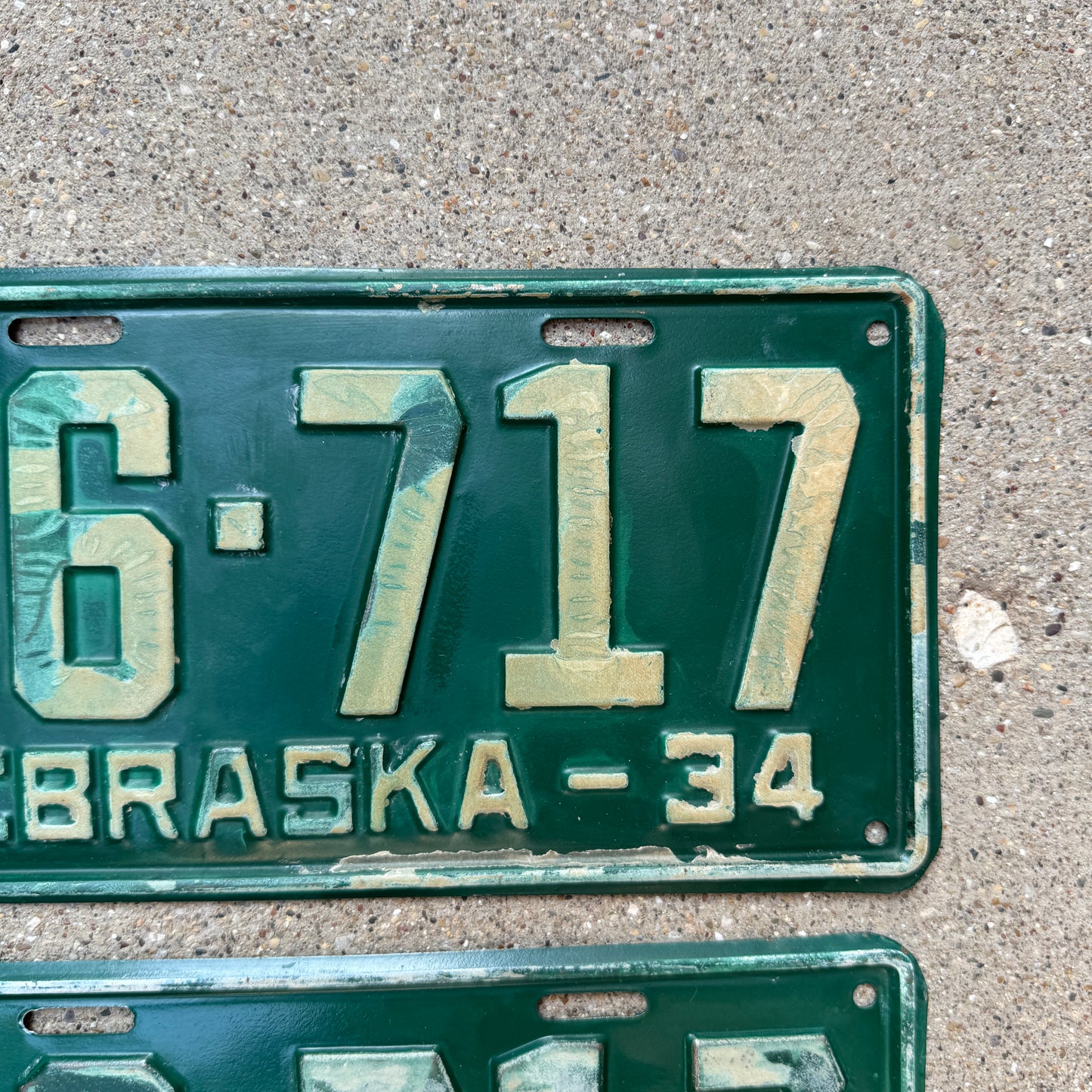 1934 Nebraska License Plate Pair 56-717 Classic Car YOM DMV Clear