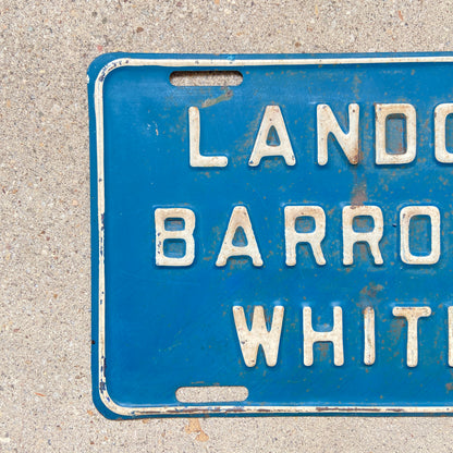 1936 Election Landon Barrows White License Plate Maine Political President Booster