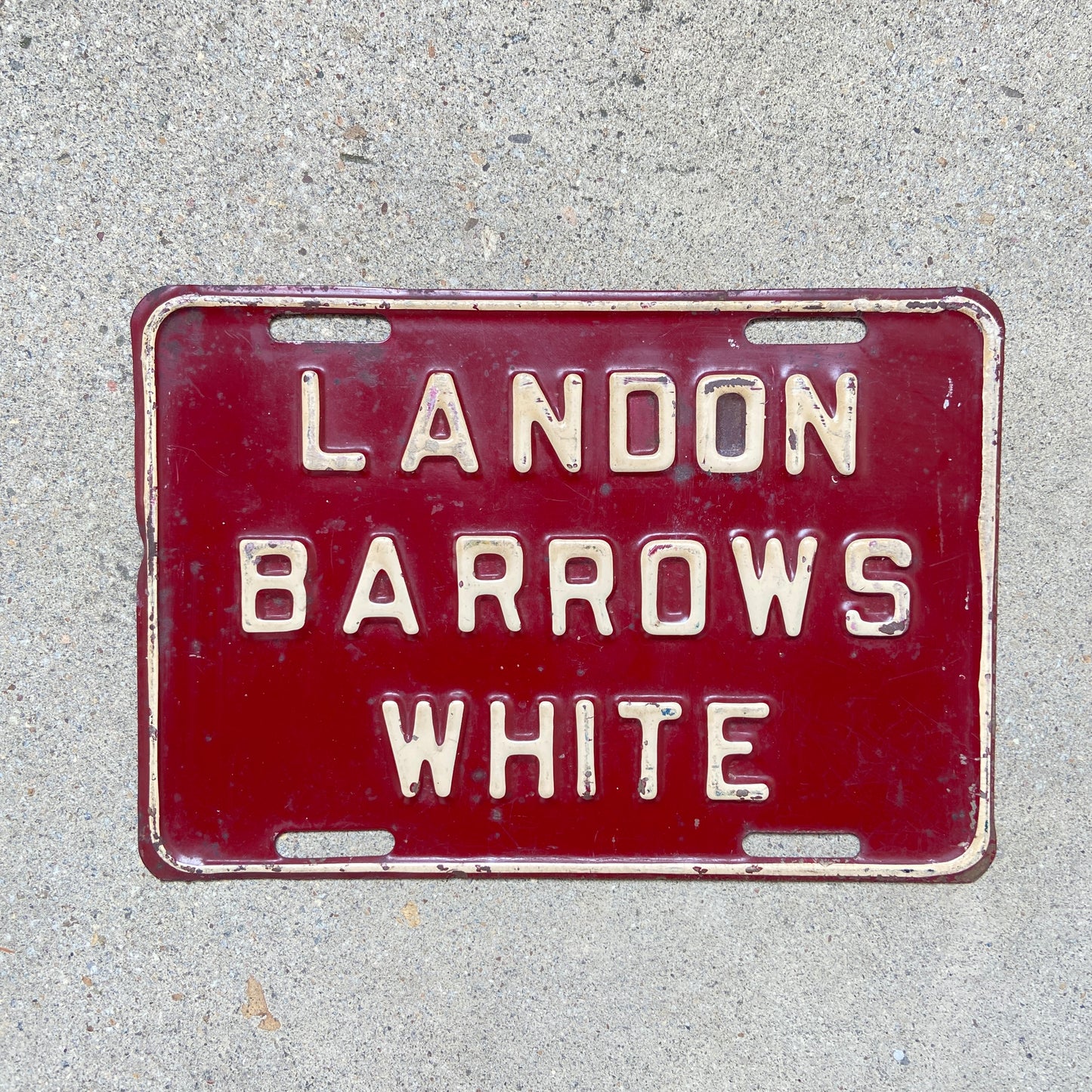 1936 Election Landon Barrows White License Plate Maine Political President Booster