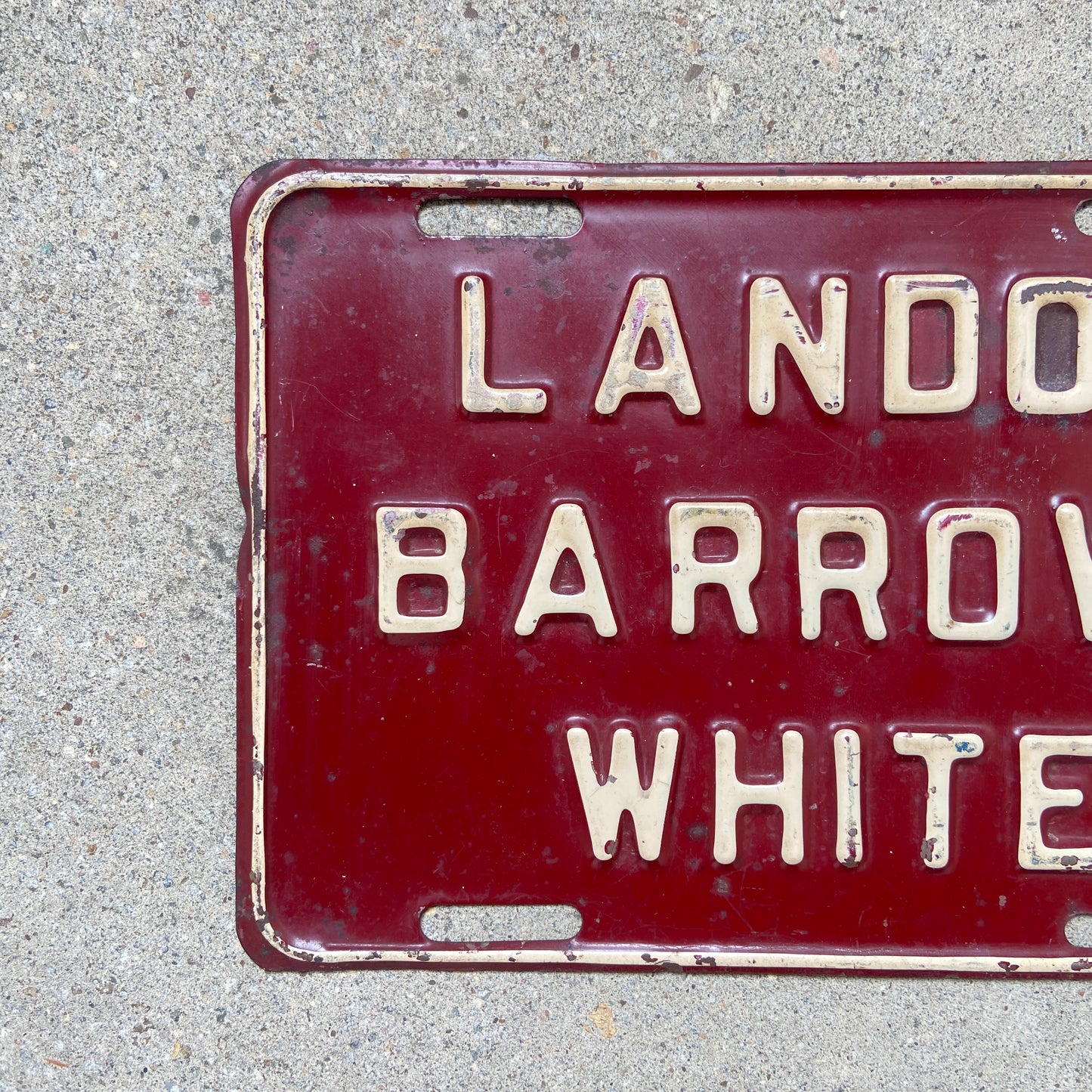 1936 Election Landon Barrows White License Plate Maine Political President Booster