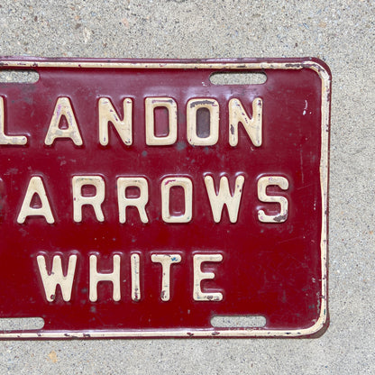 1936 Election Landon Barrows White License Plate Maine Political President Booster