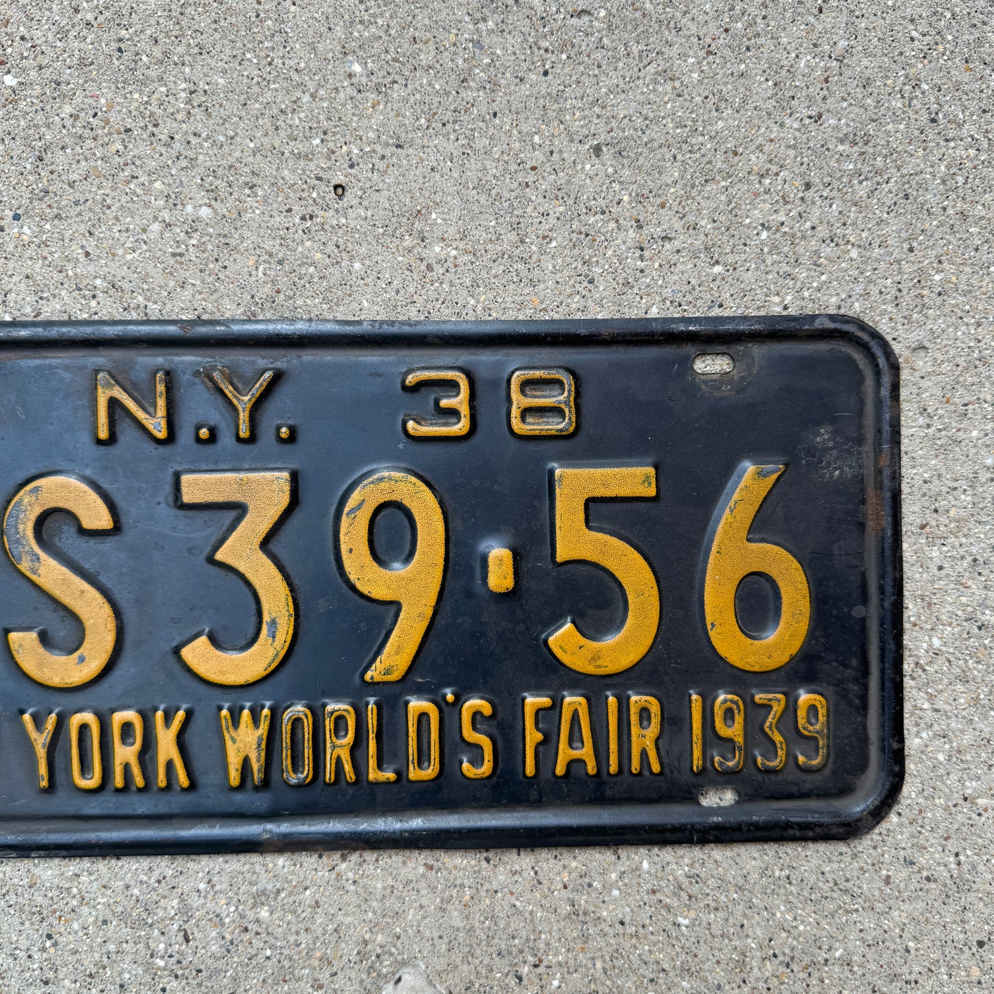 1938 New York License Plate 1939 World's Fair Wall Decor 1S39-56