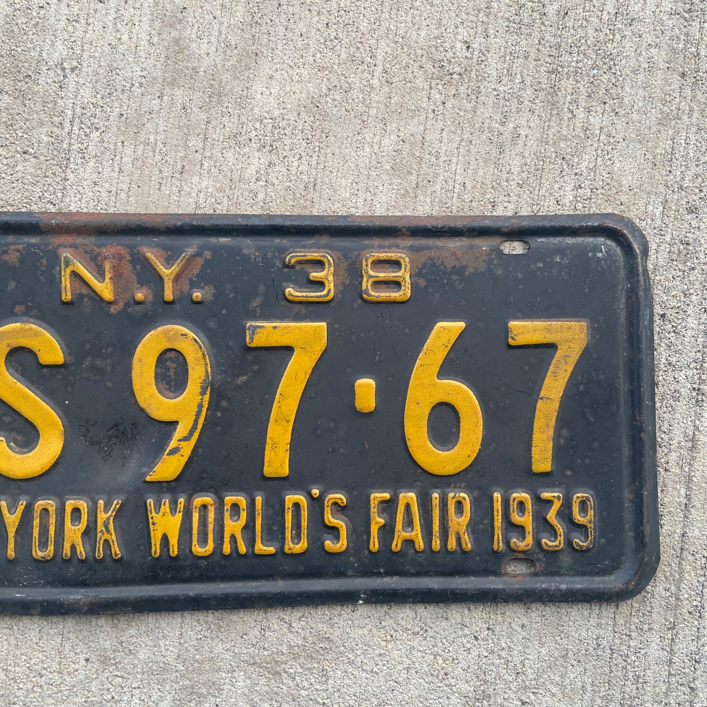 1938 New York License Plate 1939 World's Fair Wall Decor 5S9767