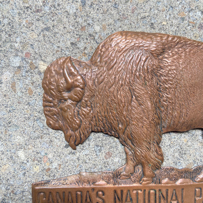 1940 Canada's National Parks Copper Bison Radiator Badge License Plate Topper