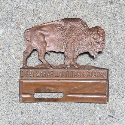 1940 Canada's National Parks Copper Bison Radiator Badge License Plate Topper