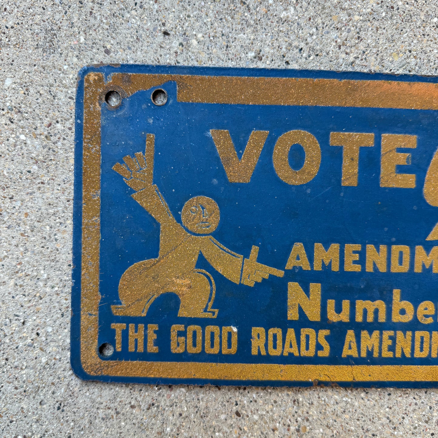 1940 Era Pennsylvania Good Roads License Plate Booster Vote Yes Number 1 Smaltz