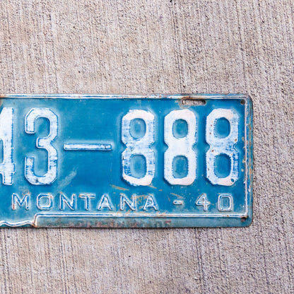 1940 Montana License Plate Vintage Blue Wall Decor Crazy 8s