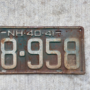 1940 New Hampshire License Plate Vintage Green Wall Decor