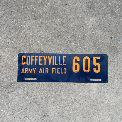 1940s Coffeyville Army Air Field License Plate Topper Kansas Military Fort WW2