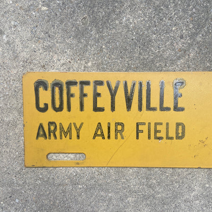 1940s Coffeyville Army Air Field License Plate Topper Kansas Military Fort WW2