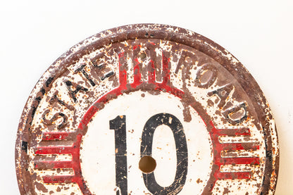 1940 Era New Mexico Highway 10 Sign Featuring Zia