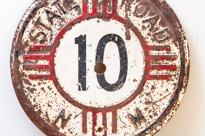 1940 Era New Mexico Highway 10 Sign Featuring Zia