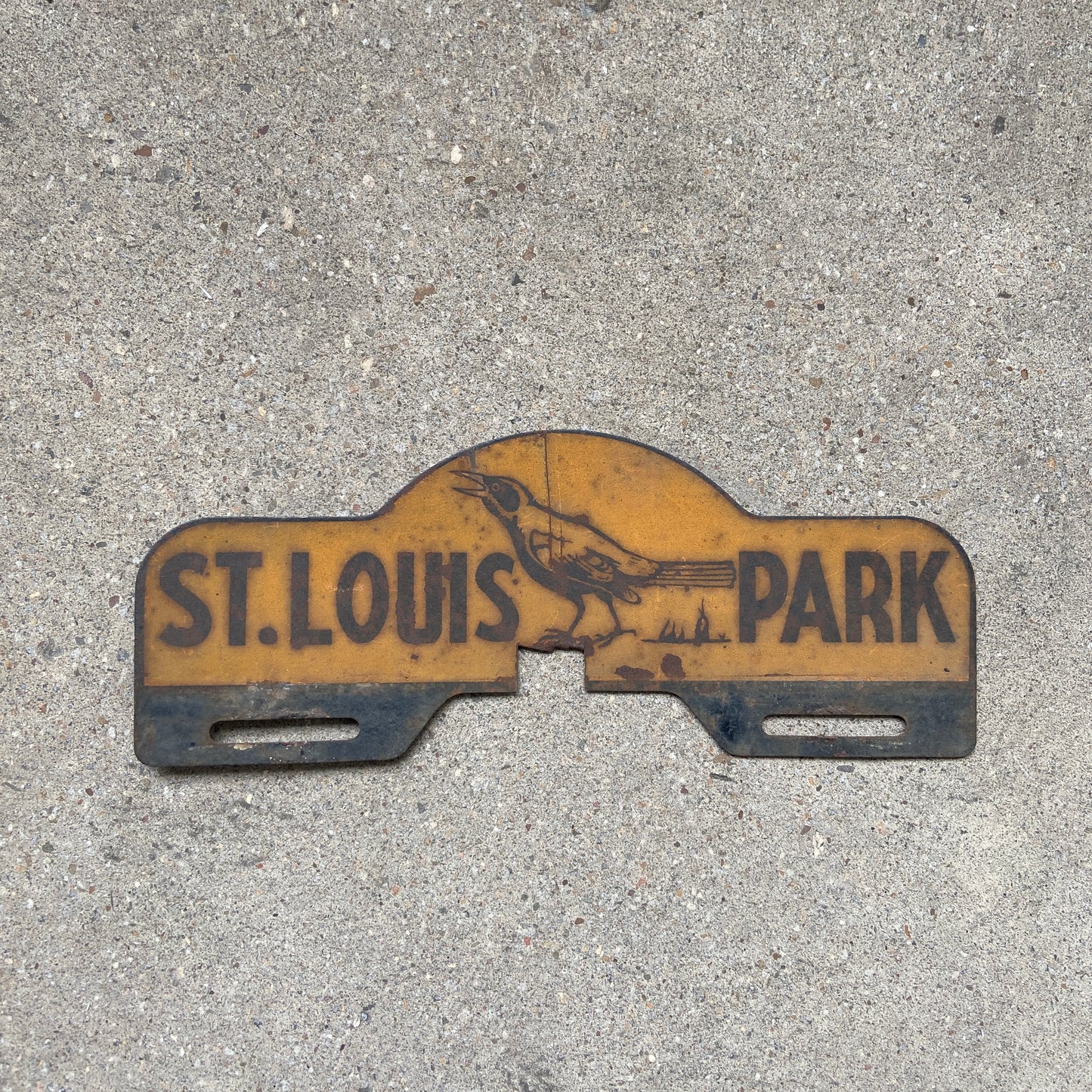 1940s St. Louis Park Minnesota License Plate Topper with Bird Graphic