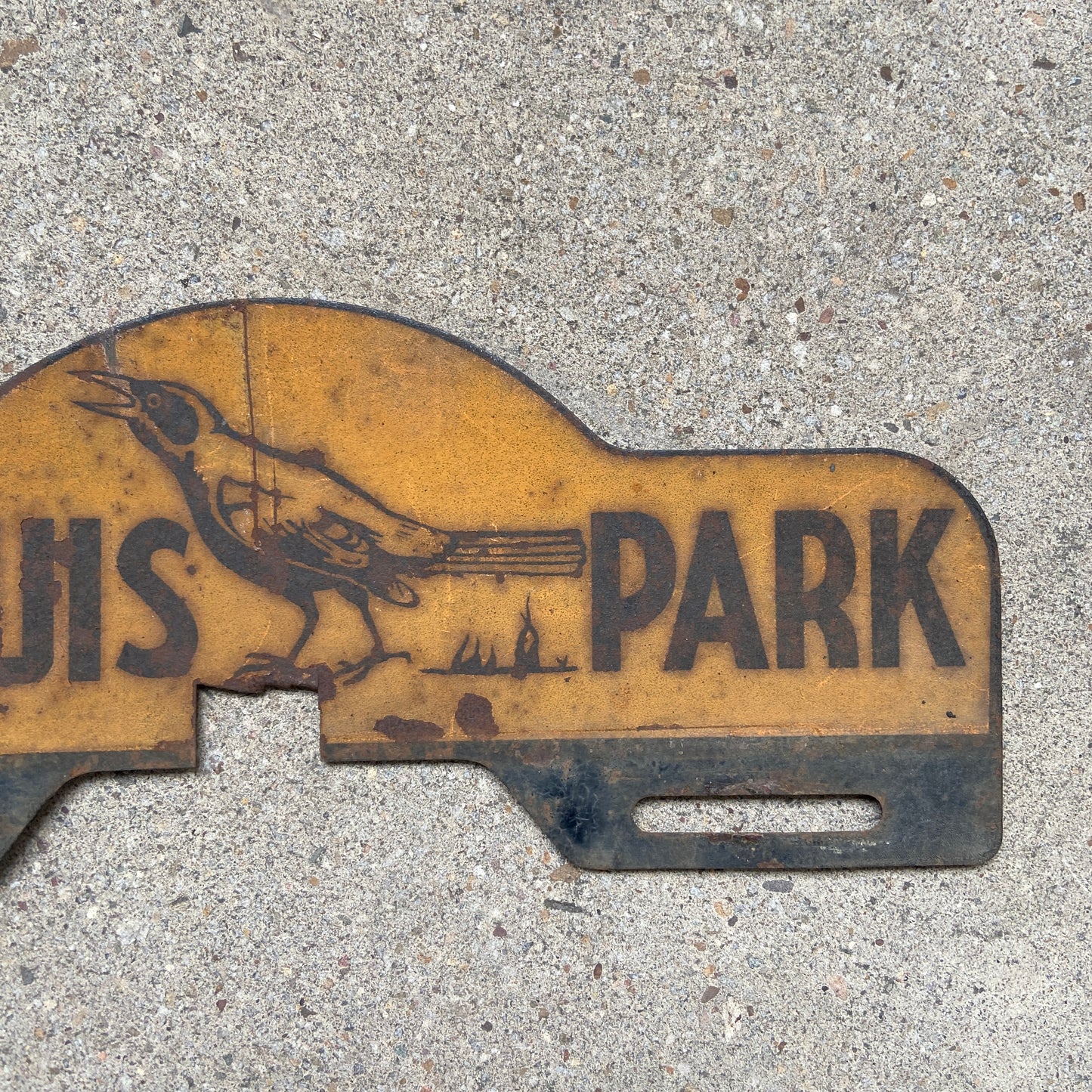 1940s St. Louis Park Minnesota License Plate Topper with Bird Graphic