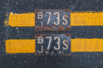 1941 New Jersey License Plate Pair Vintage Car Decor