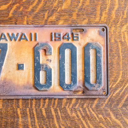 1946 Hawaii Truck License Plate Oahu Early Pre State-Hood Auto Tag