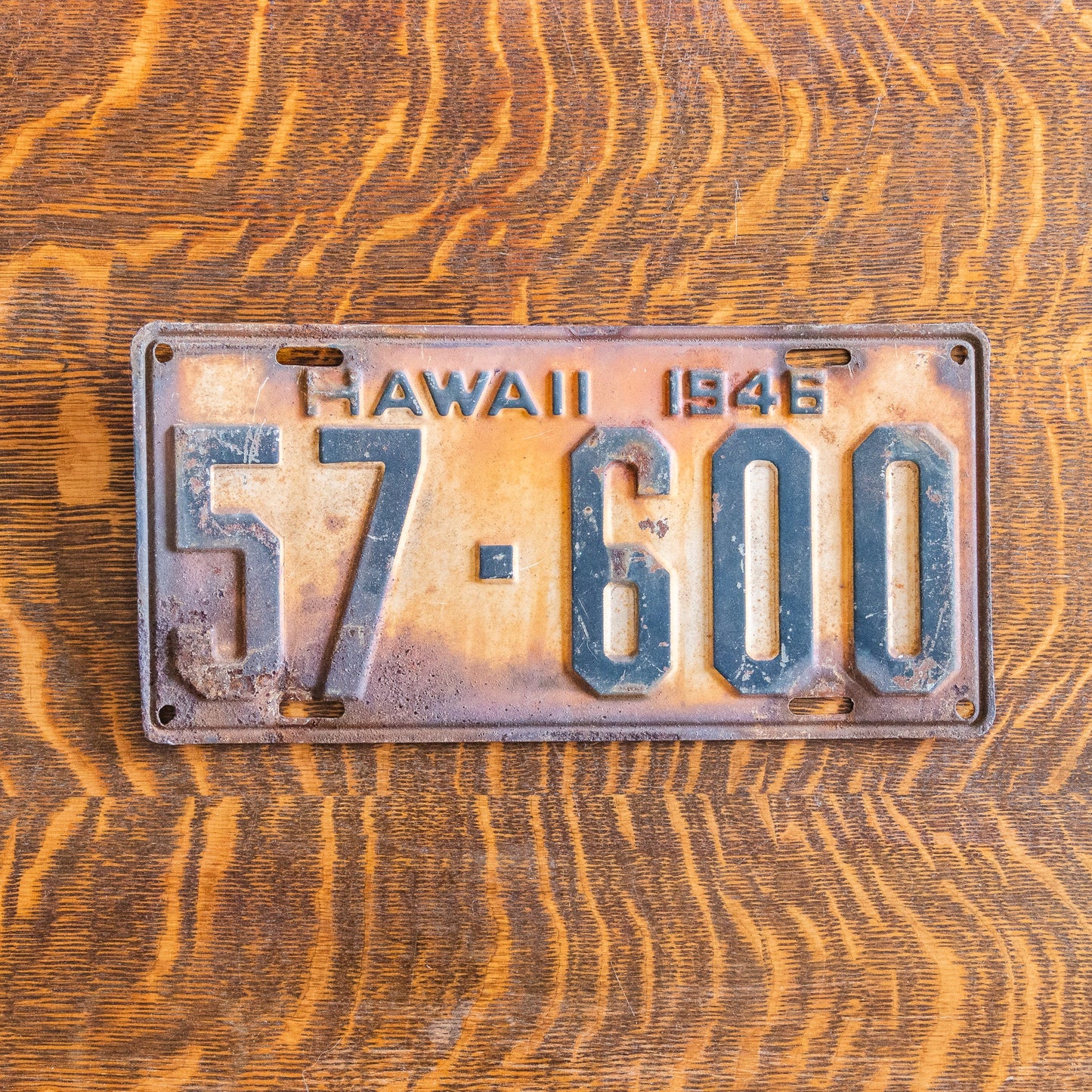 1946 Hawaii Truck License Plate Oahu Early Pre State-Hood Auto Tag