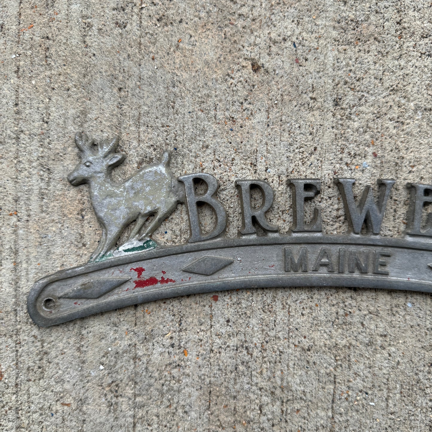 1950 Era Brewer Maine License Plate Topper Cast Aluminum