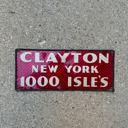 1950 Era 1000 Isles Clayton New York License Plate Topper Bumper Sign