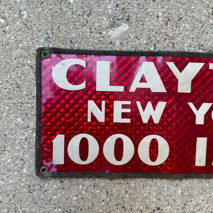 1950 Era 1000 Isles Clayton New York License Plate Topper Bumper Sign