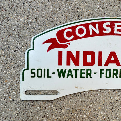 1950 Era Conserve Indiana License Plate Topper Conservation Wildlife Forest Soil