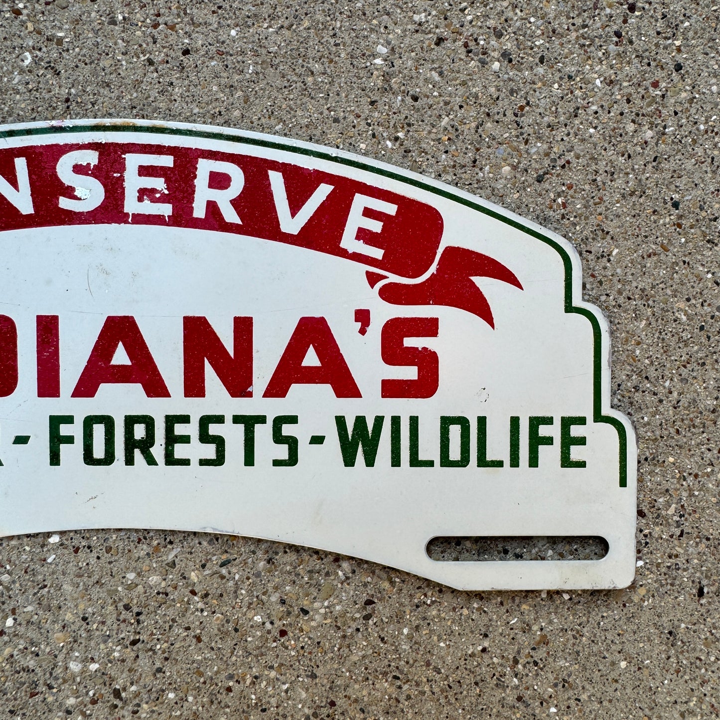 1950 Era Conserve Indiana License Plate Topper Conservation Wildlife Forest Soil