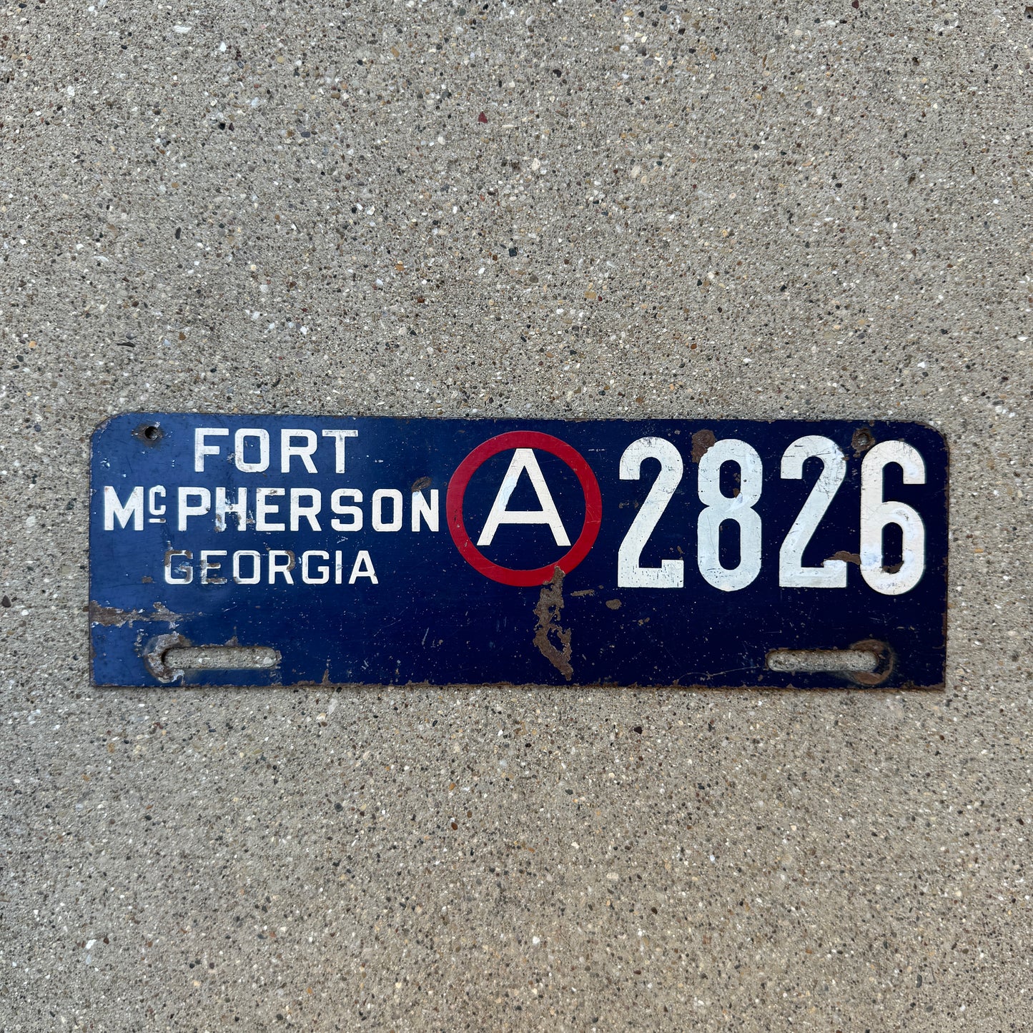 1950 Era Fort McPherson Georgia License Plate Topper | Vintage Military