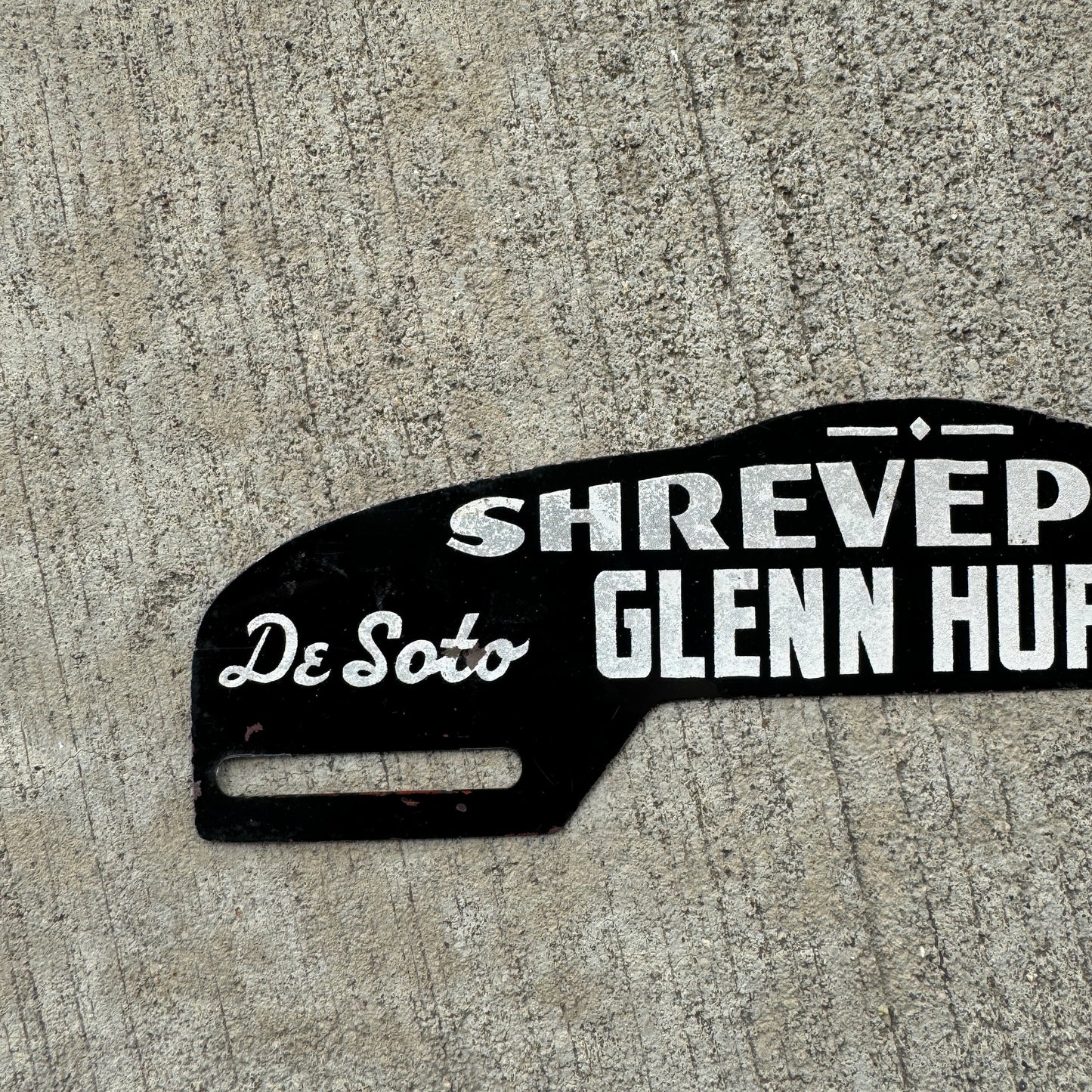 1950 Era Shreveport Louisiana License Plate Topper Glenn Huff DeSoto Plymouth