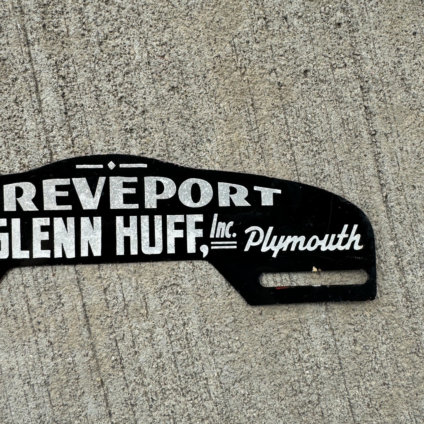 1950 Era Shreveport Louisiana License Plate Topper Glenn Huff DeSoto Plymouth