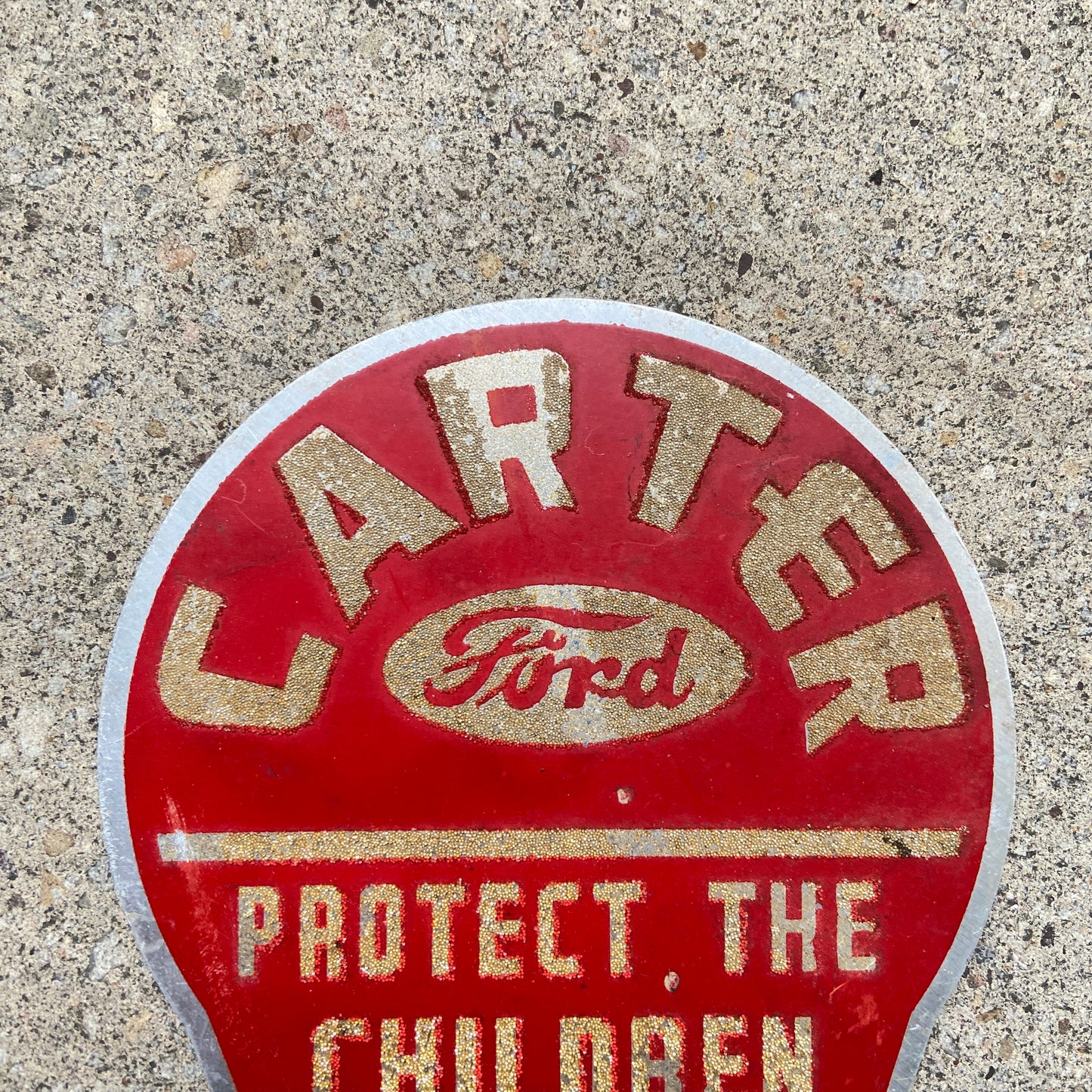 1950s Carter Ford License Plate Topper Ford Dealer Memorabilia