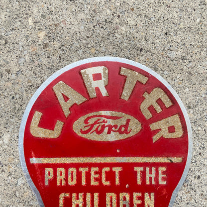 1950s Carter Ford License Plate Topper Ford Dealer Memorabilia