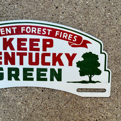 1950s Keep Kentucky Green License Plate Topper Forest Fire Conservation