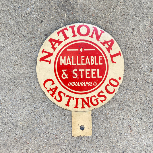 1950s National Castings Steel License Plate Topper Smitties Indianapolis Indiana