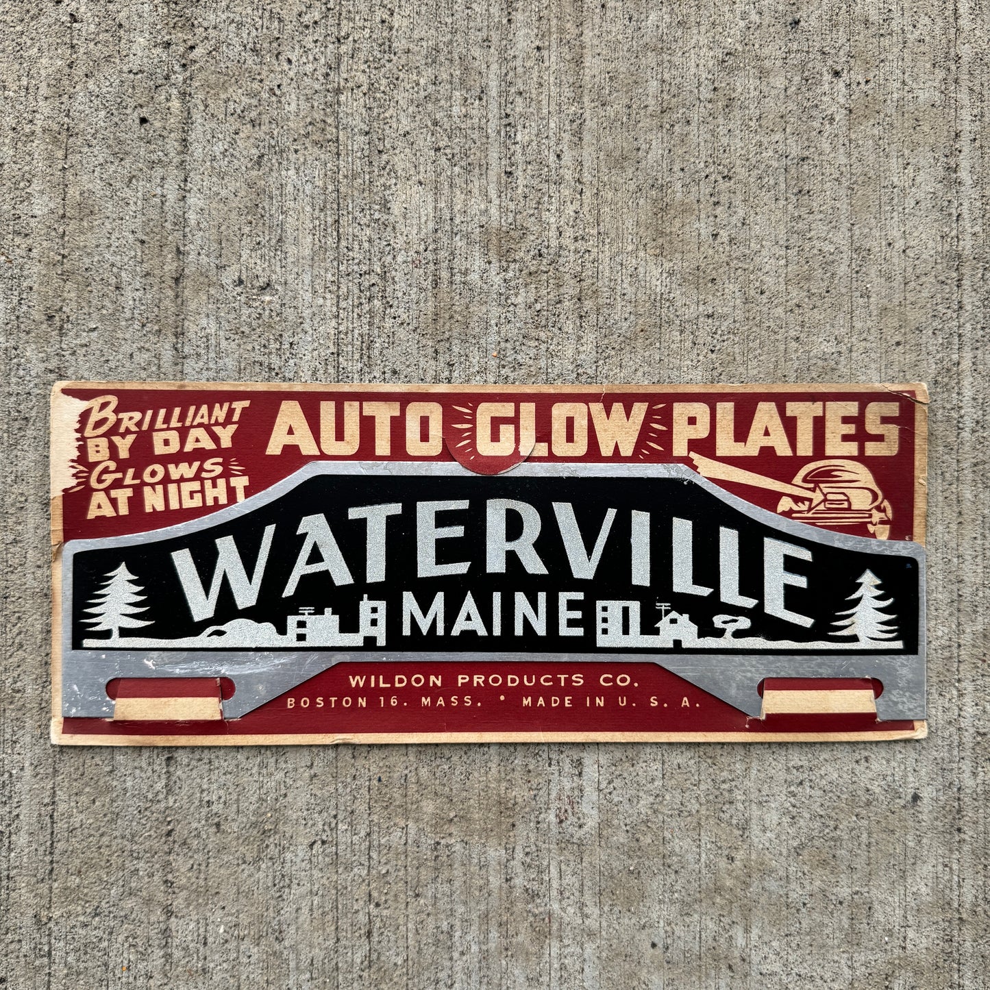 1950s Waterville Maine License Plate Topper Graphic Wall Decor