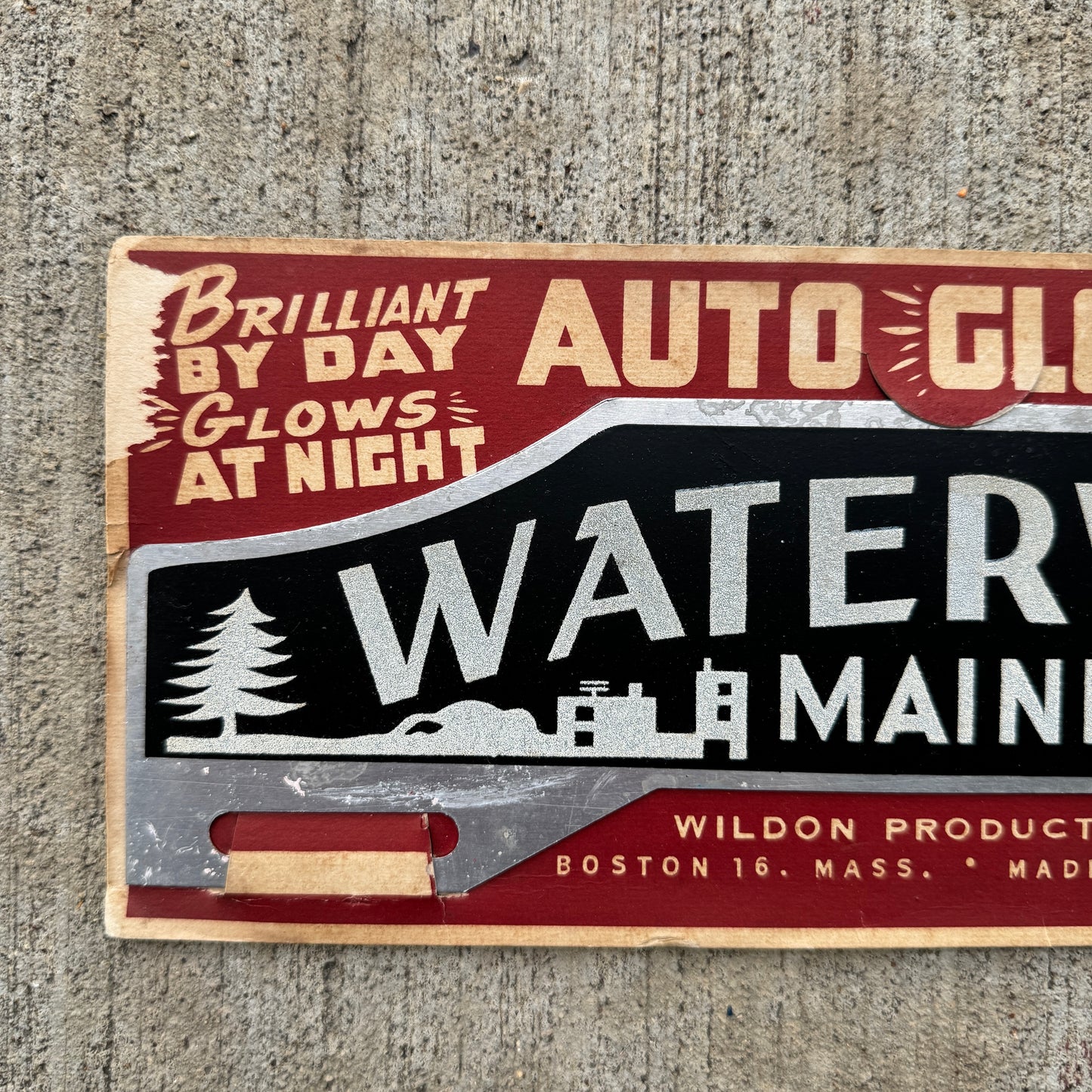 1950s Waterville Maine License Plate Topper Graphic Wall Decor