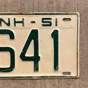1951 New Hampshire License Plate Low Number Three 3 Digit 641 Garage Decor