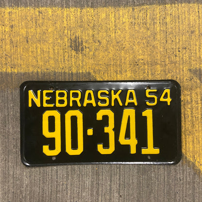 1954 Nebraska License Plate Black Industrial Wall Decor