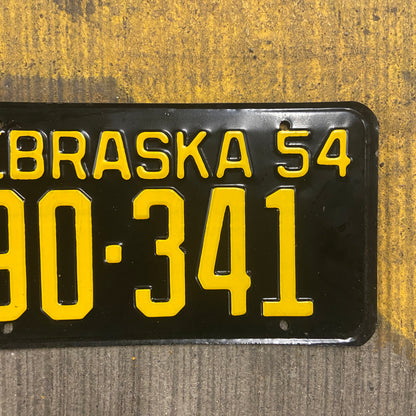 1954 Nebraska License Plate Black Industrial Wall Decor