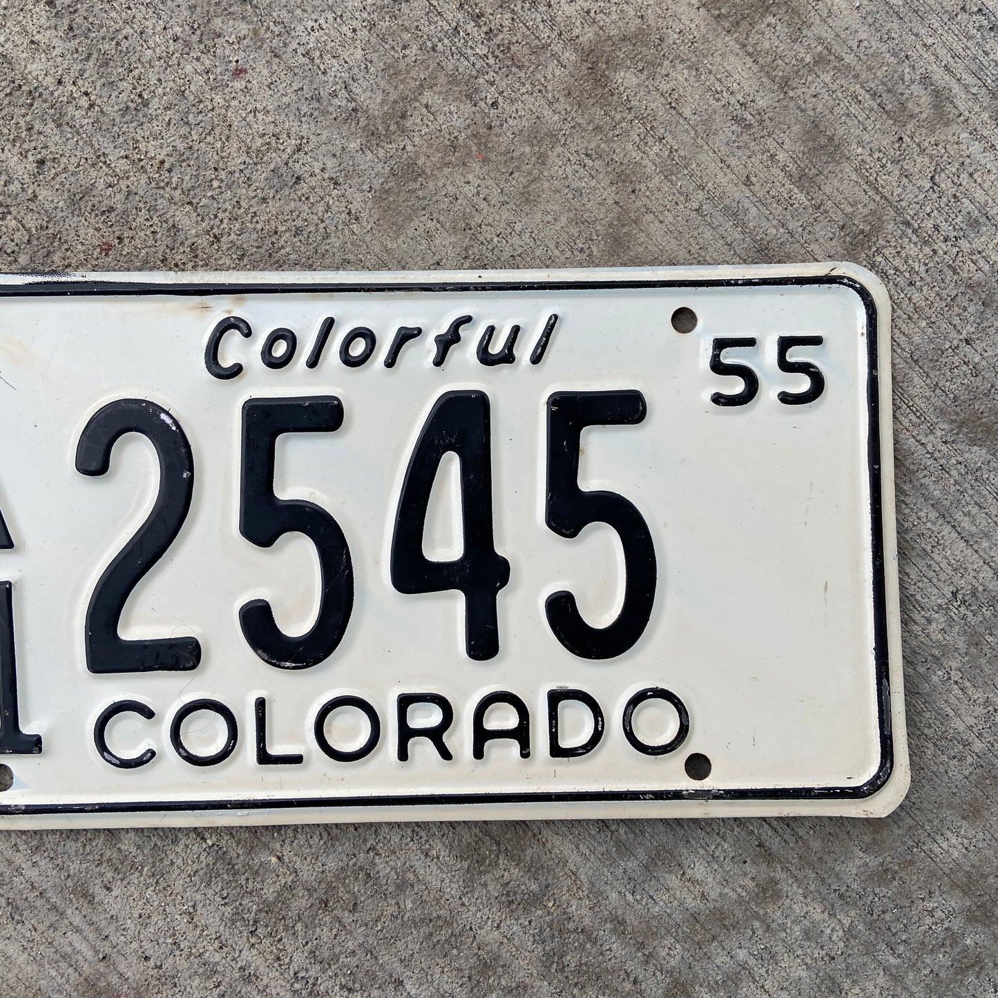 1955 Colorado License Plate Vintage Black White Wall Decor