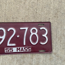 Load image into Gallery viewer, 1955 Massachusetts License Plate Vintage Auto Wall Decor
