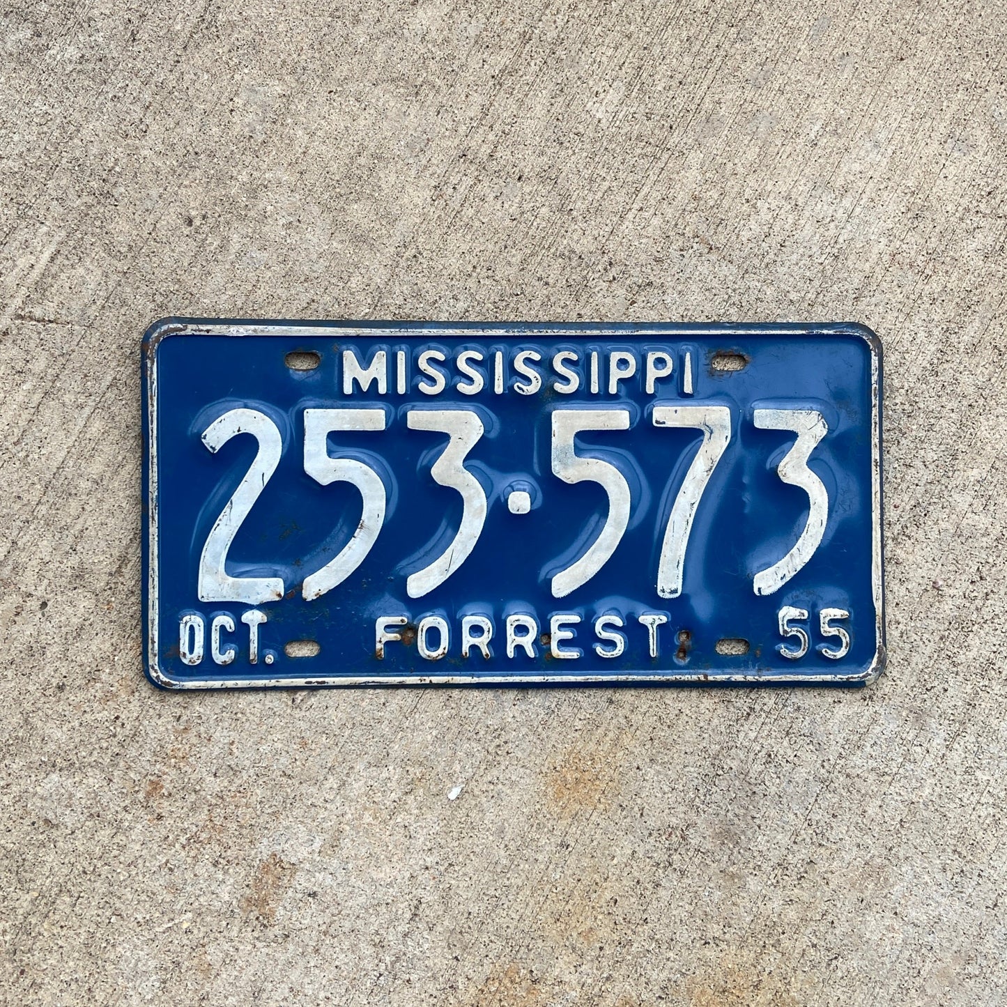 1955 Mississippi License Plate Vintage Blue Wall Decor 253573