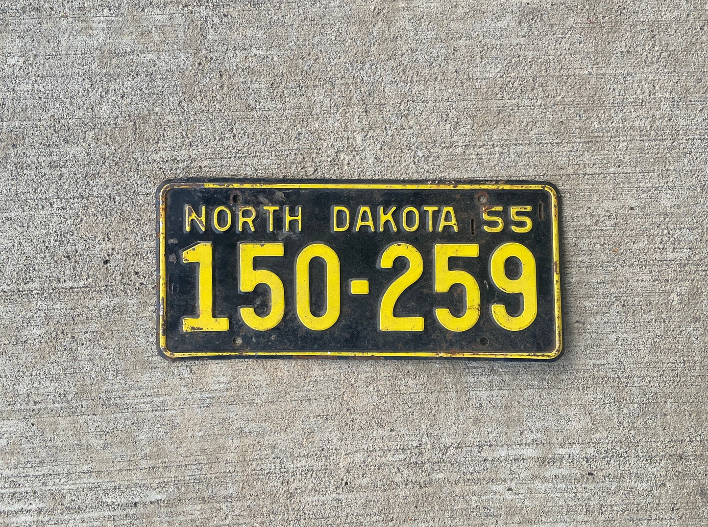 1955 North Dakota License Plate Vintage Black Wall Decor